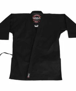 MARTIAL ARTS SMAI Karate Uniform 12oz Canvas Gi (Black) Double Stitched + White Belt