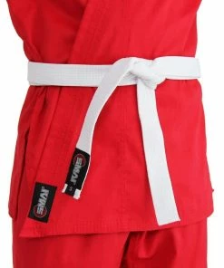 SMAI Karate Uniform 8oz Student Gi (Red) Double Stitched + White Belt