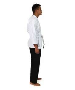 MARTIAL ARTS SMAI Karate Uniform 8oz Student Gi (Salt & Pepper) Double Stitched + White Belt