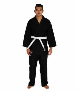 SMAI Judo Uniform Single Weave Gi (Black) Double Stitched + White Belt MARTIAL ARTS