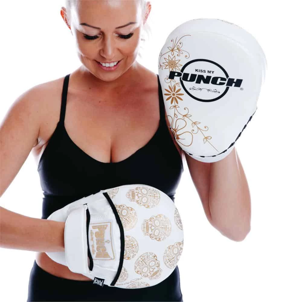 Punch Womens Focus Pads Skull Art White Limited Edition BOXING / MUAY THAI / MMA 9 Punch Womens Focus Pads Skull Art White Limited Edition BOXING / MUAY THAI / MMA