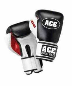 Ace Elite Genuine Leather Boxing Gloves Black 10oz 16oz