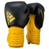 Adidas Hybrid 300 Leather Boxing Gloves - Black / Yellow
