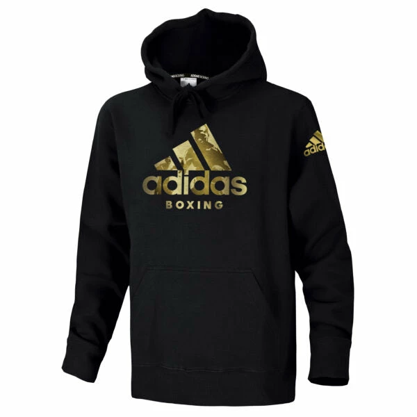 BOXING / MUAY THAI / MMA Adidas Badge Of Sport Boxing Hoody Black & Gold 3 BOXING / MUAY THAI / MMA Adidas Badge Of Sport Boxing Hoody Black & Gold