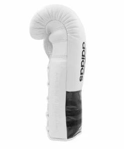Adidas Adipower Lace Up Leather Boxing Gloves - White / Black