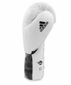 Adidas Adipower Lace Up Leather Boxing Gloves - White / Black
