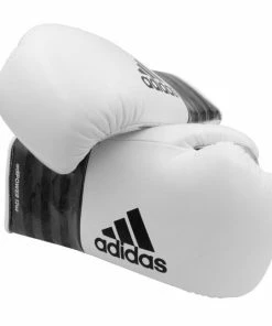 Adidas Adipower Lace Up Leather Boxing Gloves - White / Black