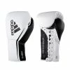 Adidas Hybrid 750 Pro Fight Premium Leather Lace Up Boxing Gloves - White / Black BOXING / MUAY THAI / MMA