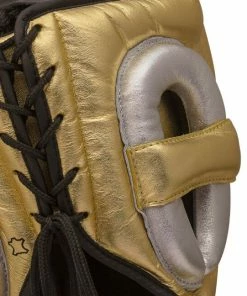 Adidas Adistar Pro Leather Head Guard Metallic Gold BOXING / MUAY THAI / MMA