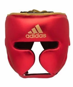 BOXING / MUAY THAI / MMA Adidas Adistar Pro Leather Head Guard Metallic Red/Gold
