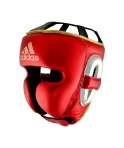 BOXING / MUAY THAI / MMA Adidas Adistar Pro Leather Head Guard Metallic Red/Gold