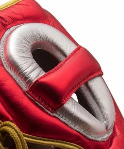 BOXING / MUAY THAI / MMA Adidas Adistar Pro Leather Head Guard Metallic Red/Gold