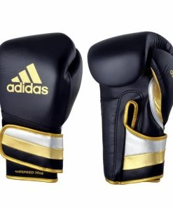 BOXING / MUAY THAI / MMA Adidas Adispeed Speed Pro Boxing Gloves W/ Strap - Metallic Black / Gold