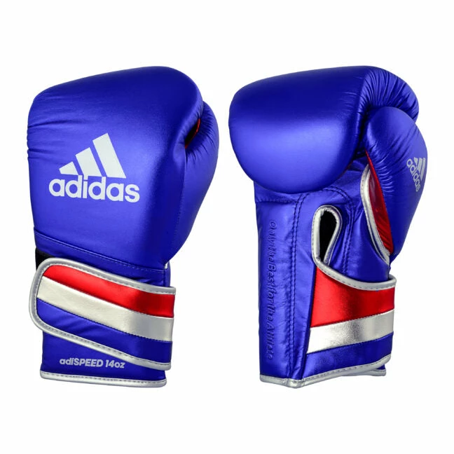 Adidas Adispeed Speed Pro Boxing Gloves W/ Strap - Metallic Blue 3 Adidas Adispeed Speed Pro Boxing Gloves W/ Strap - Metallic Blue