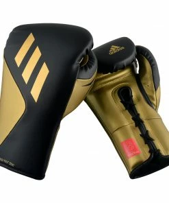 Adidas Speed TILT 350 Pro Training Boxing Gloves Cactus Leather Lace-Up Black/Gold BOXING / MUAY THAI / MMA