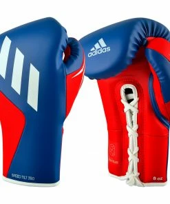 Adidas Speed TILT 350 Pro Training Boxing Gloves Cactus Leather Lace-Up Blue/Red BOXING / MUAY THAI / MMA
