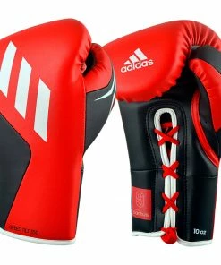 Adidas Speed TILT 350 Pro Training Boxing Gloves Cactus Leather Lace-Up Red/Black BOXING / MUAY THAI / MMA