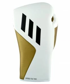 Adidas Speed TILT 350 Pro Training Boxing Gloves Cactus Leather Lace-Up White/Gold