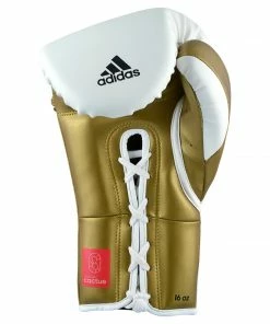 Adidas Speed TILT 350 Pro Training Boxing Gloves Cactus Leather Lace-Up White/Gold