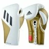 Adidas Speed TILT 350 Pro Training Boxing Gloves Cactus Leather Lace-Up White/Gold