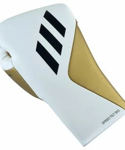 Adidas Speed TILT 350 Pro Training Boxing Gloves Cactus Leather Lace-Up White/Gold