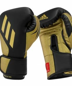 Adidas Speed TILT 350 Pro Training Boxing Gloves Cactus Leather Strap Black/Gold