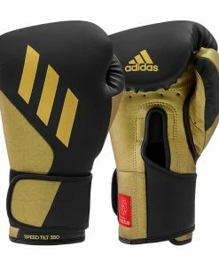 Adidas Speed TILT 350 Pro Training Boxing Gloves Cactus Leather Strap Black/Gold
