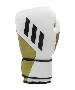 Adidas Speed TILT 350 Pro Training Boxing Gloves Cactus Leather Strap White/Gold