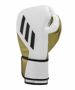 Adidas Speed TILT 350 Pro Training Boxing Gloves Cactus Leather Strap White/Gold