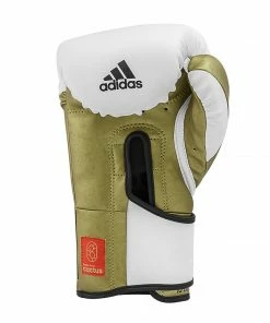 Adidas Speed TILT 350 Pro Training Boxing Gloves Cactus Leather Strap White/Gold