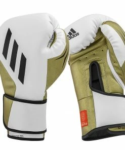Adidas Speed TILT 350 Pro Training Boxing Gloves Cactus Leather Strap White/Gold