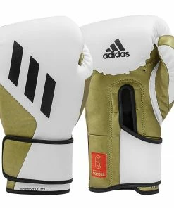 Adidas Speed TILT 350 Pro Training Boxing Gloves Cactus Leather Strap White/Gold