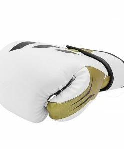 Adidas Speed TILT 350 Pro Training Boxing Gloves Cactus Leather Strap White/Gold