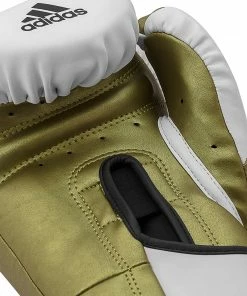 Adidas Speed TILT 350 Pro Training Boxing Gloves Cactus Leather Strap White/Gold