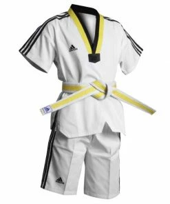 Adidas Kids Summer Taekwondo Dobok Uniform Gi Multi Coloured V Neck