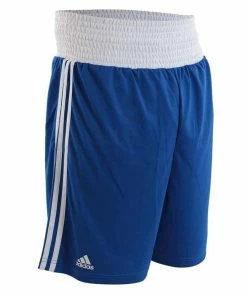 BOXING / MUAY THAI / MMA Adidas AIBA Approved Shorts Blue/Red 100% Lightweight Polyester Athletic Cut