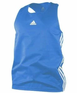Adidas Boxing Top Metallic Blue/White Lightweight Fightwear / Gym Apparel