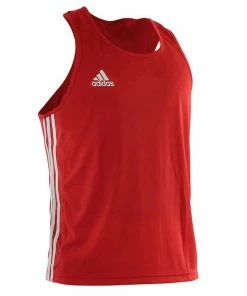 BOXING / MUAY THAI / MMA Adidas AIBA Approved Singlet Top Blue/Red 100% Lightweight Polyester Athlete Cut