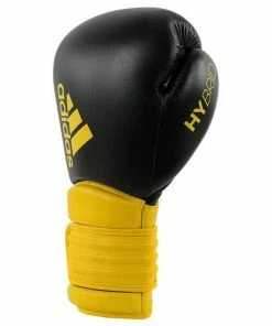 Adidas Hybrid 300 Leather Boxing Gloves - Black / Yellow