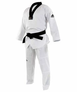 MARTIAL ARTS Adidas Taekwondo Contest Gi Uniform Dobok White & Black V Neck WT Approved