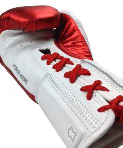 BOXING / MUAY THAI / MMA Adidas Hybrid 400 Lace Up Leather Boxing Gloves - Metallic Red / White