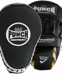 BOXING / MUAY THAI / MMA Punch Armadillo Safety Focus Pads Lightweight PAIR - Black