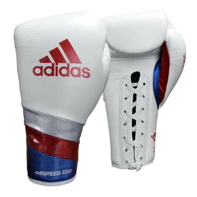 BOXING / MUAY THAI / MMA Adidas Adispeed Lace Up Pro Boxing Gloves - White Blue Red 3 BOXING / MUAY THAI / MMA Adidas Adispeed Lace Up Pro Boxing Gloves - White Blue Red