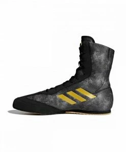 Adidas Box Hog Plus Boxing Shoes Boots Black & Gold Lace Up
