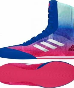 BOXING / MUAY THAI / MMA Adidas Box Hog Plus Boxing Shoes Boots Blue & Pink Lace Up
