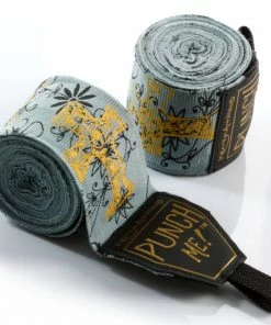 Punch Me!™ Gold Cross Stretch Boxing Hand Wraps PAIR – 4 M BOXING / MUAY THAI / MMA