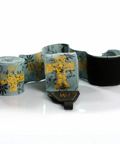 Punch Me!™ Gold Cross Stretch Boxing Hand Wraps PAIR – 4 M BOXING / MUAY THAI / MMA