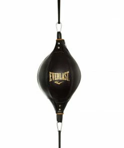 BOXING / MUAY THAI / MMA Everlast Precision Leather Floor To Ceiling Ball Strike Bag + Straps - Black