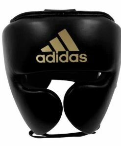 Adidas Adistar Pro Leather Head Guard - Black / Gold BOXING / MUAY THAI / MMA