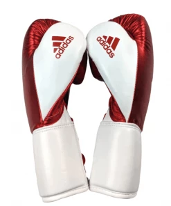 BOXING / MUAY THAI / MMA Adidas Hybrid 400 Lace Up Leather Boxing Gloves - Metallic Red / White